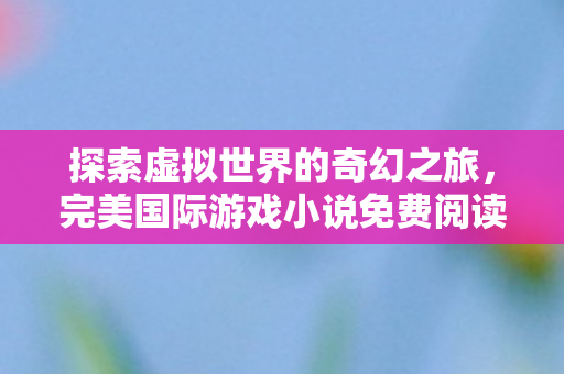 完美国际游戏小说免费阅读全文图片
