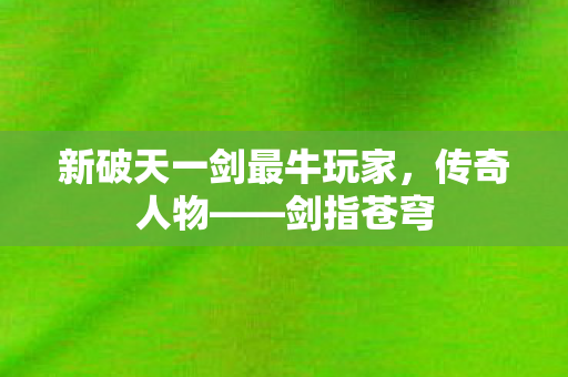 新破天一剑最牛玩家图片