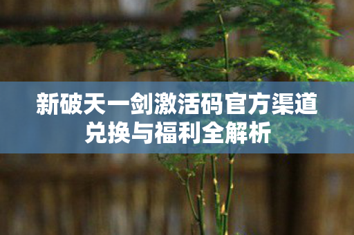 新破天一剑激活码官方渠道兑换与福利全解析图片