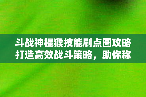 斗战神棍猴技能刷点图攻略打造高效战斗策略图片