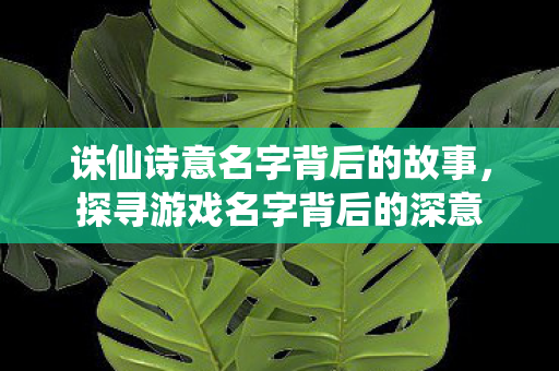 诛仙诗意名字背后的故事图片