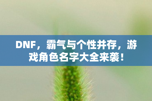 游戏角色名字大全来袭图片