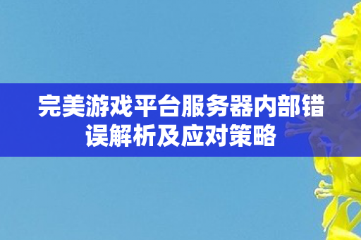 完美游戏平台服务器内部错误解析及应对策略图片