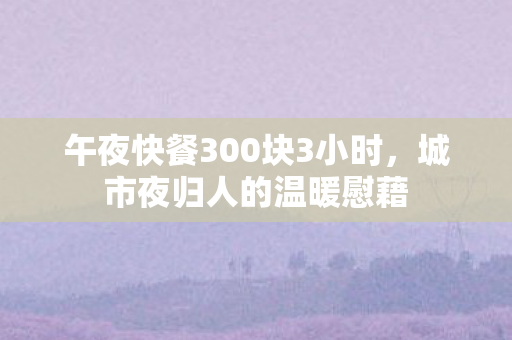 午夜快餐300块3小时图片