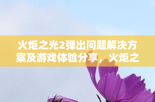 火炬之光2弹出问题解决方案及游戏体验分享图片