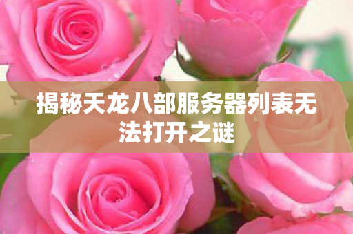 揭秘天龙八部服务器列表无法打开之谜图片