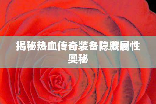 揭秘热血传奇装备隐藏属性奥秘图片