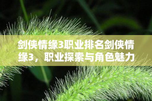 剑侠情缘3职业排名剑侠情缘3图片