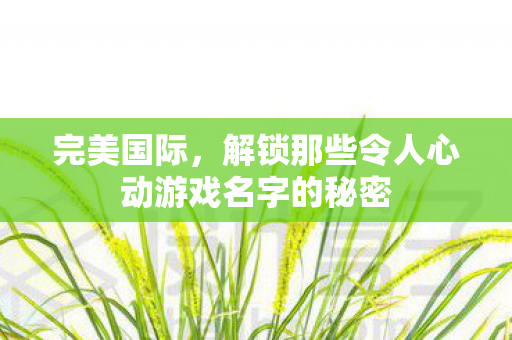 解锁那些令人心动游戏名字的秘密图片