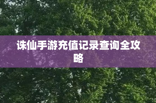 诛仙手游充值记录查询全攻略图片