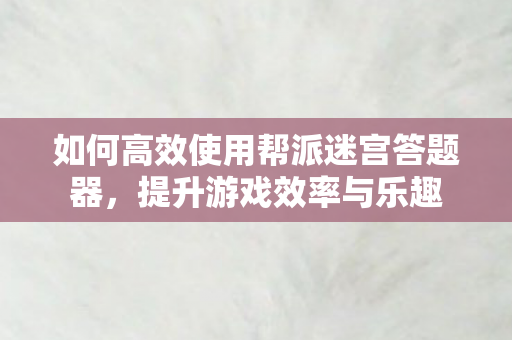 如何高效使用帮派迷宫答题器图片