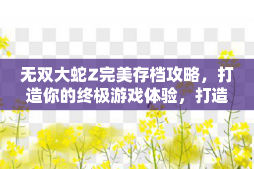 无双大蛇Z完美存档攻略,打造你的终极游戏体验,打造终极游戏体验,无双大蛇Z完美存档攻略 无双大蛇Z完美存档攻略,打造你的终极游戏体验,打造终极游戏体验,无双大蛇Z完美存档攻略