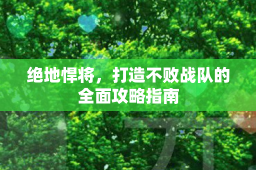 打造不败战队的全面攻略指南图片