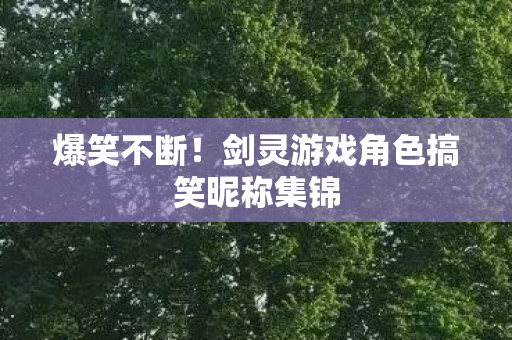 剑灵游戏角色搞笑昵称集锦图片