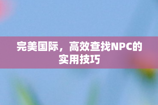 高效查找NPC的实用技巧图片