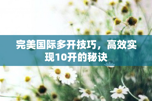 完美国际多开技巧,高效实现10开的秘诀 完美国际多开技巧,高效实现10开的秘诀
