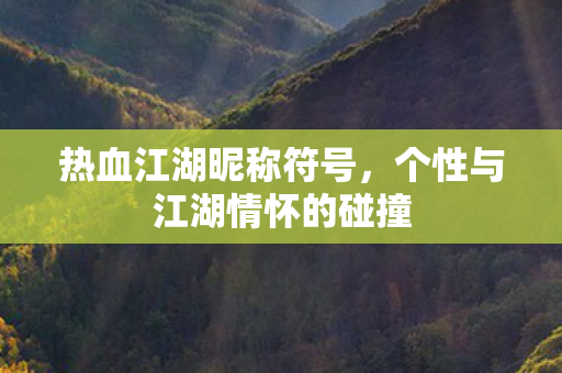 个性与江湖情怀的碰撞图片