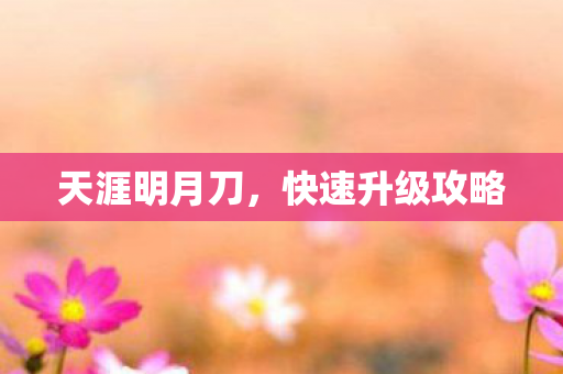 天涯明月刀,快速升级攻略 天涯明月刀,快速升级攻略