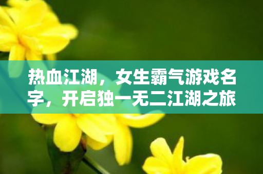 开启独一无二江湖之旅图片