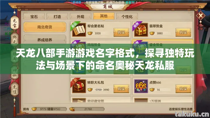 探寻独特玩法与场景下的命名奥秘天龙私服图片