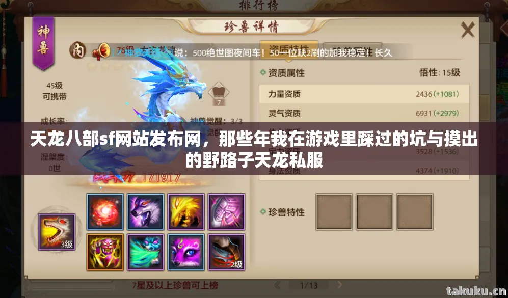 那些年我在游戏里踩过的坑与摸出的野路子天龙私服图片