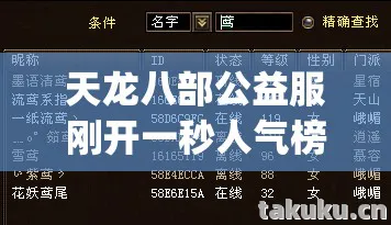 天龙八部公益服刚开一秒人气榜图片