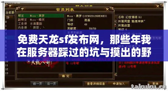 免费天龙sf发布网，那些年我在服务器踩过的坑与摸出的野路子天龙私服