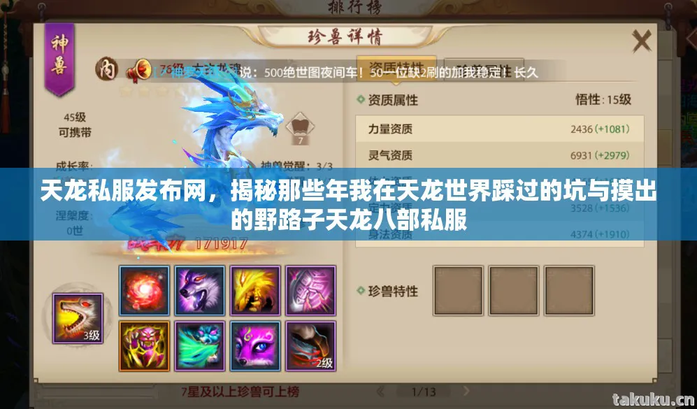 揭秘那些年我在天龙世界踩过的坑与摸出的野路子天龙八部私服图片
