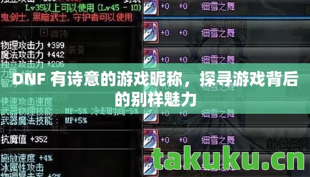DNF 有诗意的游戏昵称图片