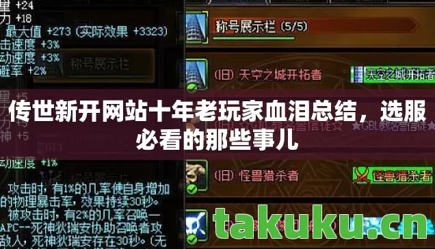 传世新开网站十年老玩家血泪总结图片
