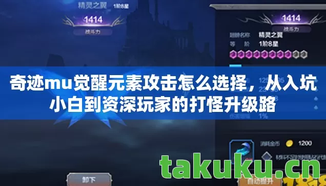 奇迹mu觉醒元素攻击怎么选择,从入坑小白到资深玩家的打怪升级路 奇迹mu觉醒元素攻击怎么选择,从入坑小白到资深玩家的打怪升级路