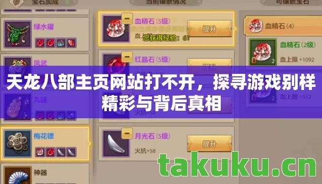 天龙八部主页网站打不开，探寻游戏别样精彩与背后真相