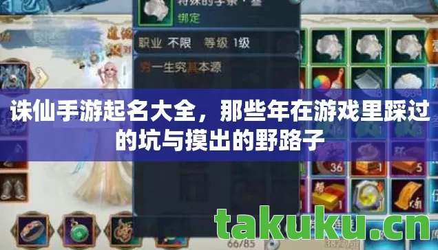 诛仙手游起名大全，那些年在游戏里踩过的坑与摸出的野路子