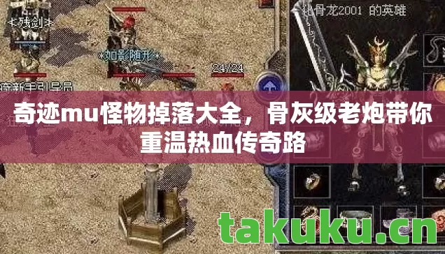 奇迹mu怪物掉落大全，骨灰级老炮带你重温热血传奇路