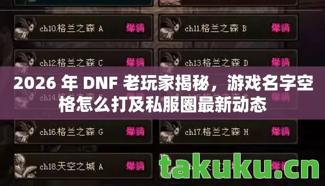 2026 年 DNF 老玩家揭秘，游戏名字空格怎么打及私服圈最新动态