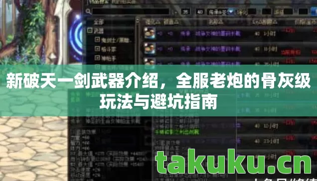 新破天一剑武器介绍，全服老炮的骨灰级玩法与避坑指南