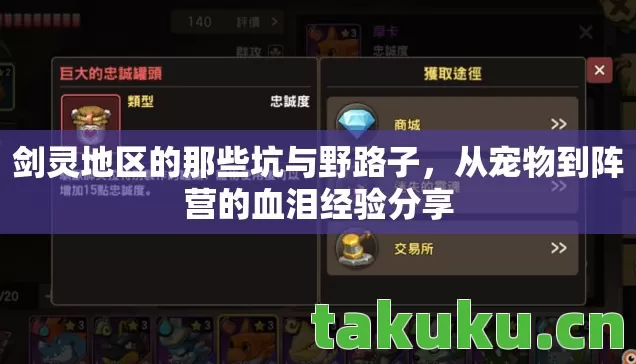 剑灵地区的那些坑与野路子,从宠物到阵营的血泪经验分享 剑灵地区的那些坑与野路子,从宠物到阵营的血泪经验分享