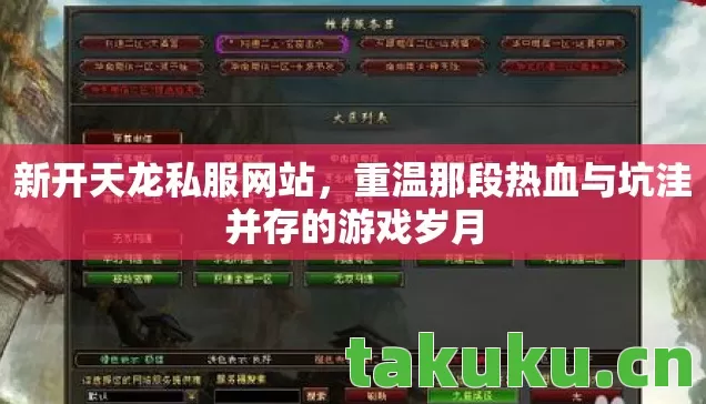 新开天龙私服网站，重温那段热血与坑洼并存的游戏岁月
