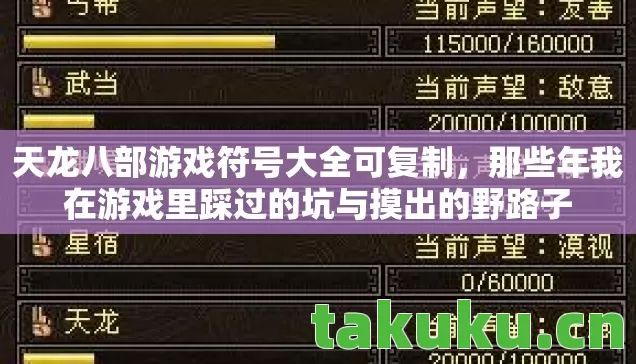 天龙八部游戏符号大全可复制，那些年我在游戏里踩过的坑与摸出的野路子