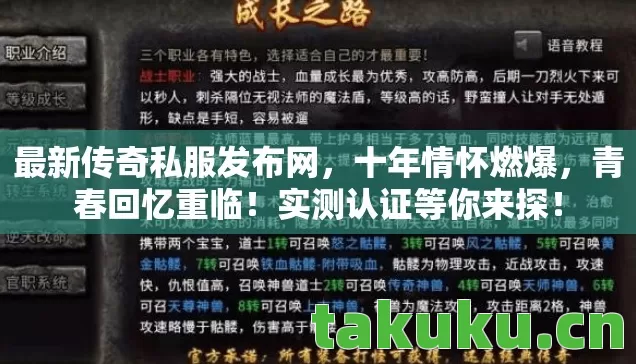 最新传奇私服发布网，十年情怀燃爆，青春回忆重临！实测认证等你来探！