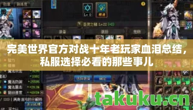 完美世界官方对战十年老玩家血泪总结，私服选择必看的那些事儿