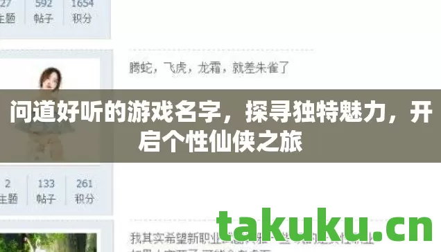 问道好听的游戏名字，探寻独特魅力，开启个性仙侠之旅