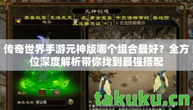 传奇世界手游元神版哪个组合最好？全方位深度解析带你找到最强搭配