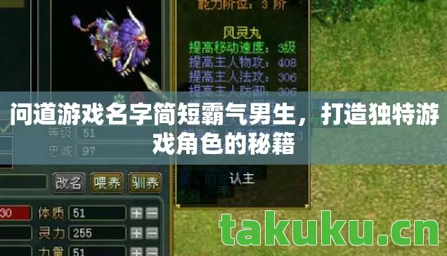 问道游戏名字简短霸气男生，打造独特游戏角色的秘籍