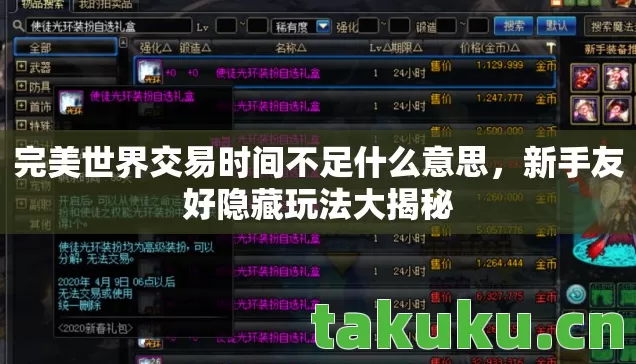 完美世界交易时间不足什么意思，新手友好隐藏玩法大揭秘
