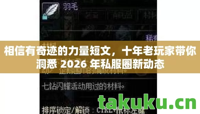 相信有奇迹的力量短文,十年老玩家带你洞悉 2026 年私服圈新动态 相信有奇迹的力量短文,十年老玩家带你洞悉 2026 年私服圈新动态