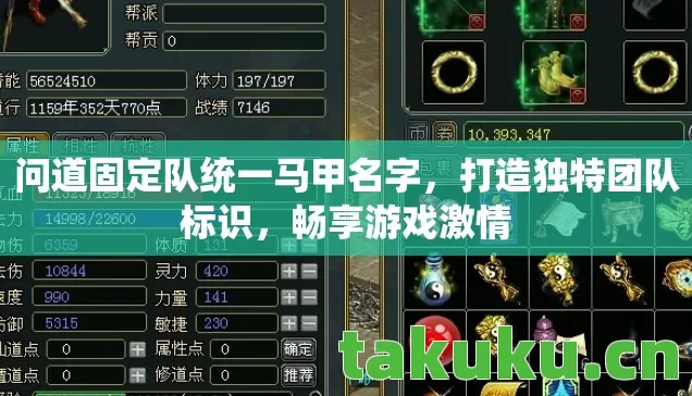 问道固定队统一马甲名字，打造独特团队标识，畅享游戏激情