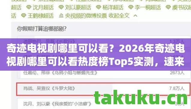 奇迹电视剧哪里可以看?2026年奇迹电视剧哪里可以看热度榜Top5实测,速来避坑! 奇迹电视剧哪里可以看?2026年奇迹电视剧哪里可以看热度榜Top5实测,速来避坑!