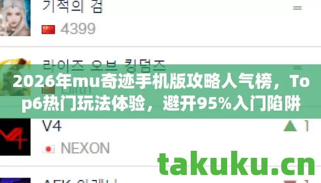 2026年mu奇迹手机版攻略人气榜图片