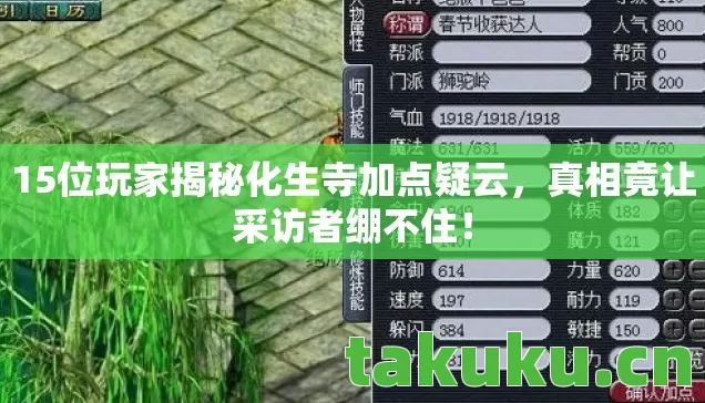 15位玩家揭秘化生寺加点疑云图片